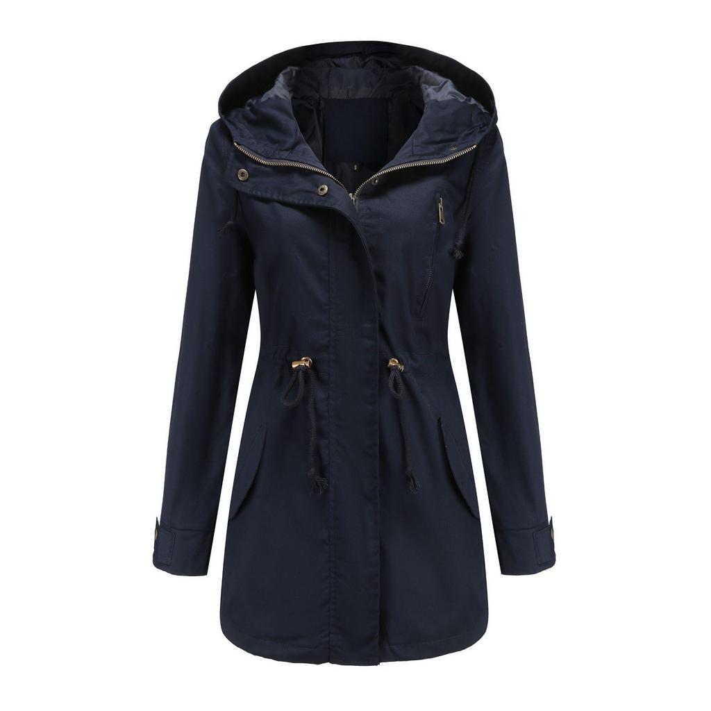 Baumwolle Mit Kapuze Windjacke frauen Frühling Herbst Lose Einfarbig Langarm Kordelzug Chic Jacke S-3XL
