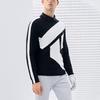 FILA Athletics Logo Print Color Block Golf Sports Crew Neck Pullover Knit American Vintage Long Sleeve T-Shirt Men Tops Deep-Black A11M245404F-BK