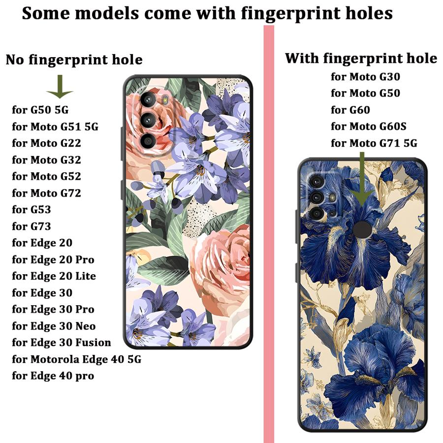 Case for Motorola Moto Edge 20 Pro 30 Lite G52 G51 G73 G22 Edge40 G32 G60s G50 G53 G30 G71 Phone Cover Beautiful Flowers