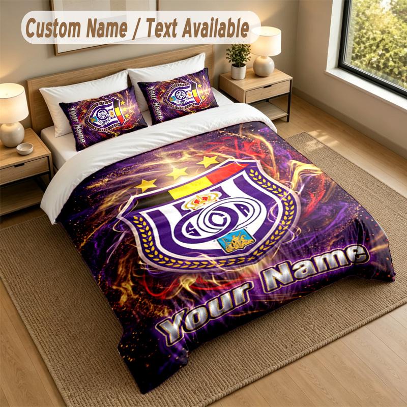 3Pcs Bedding Set Custom Name Text, 1 Sheet 2 Pillowcases Home Bed DecorAnderlecht FC