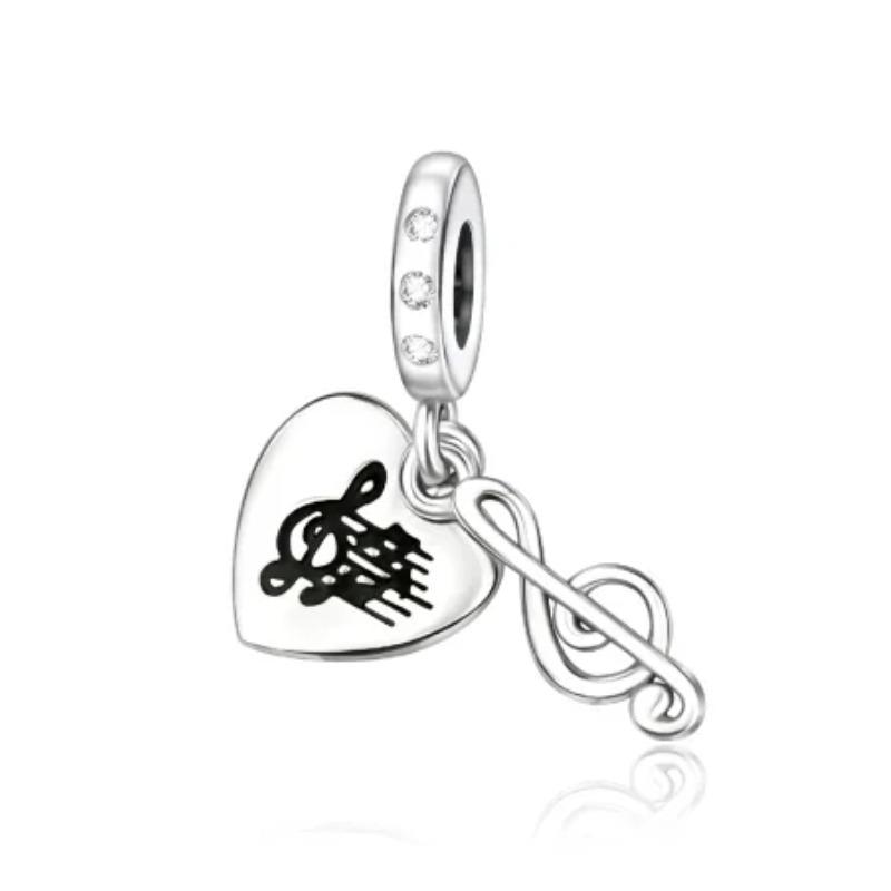925 Silver Music Instrument Charms Piano Headphone Trumpet Violin Pendant Beads DIY Bracelet Necklace Gift for Her