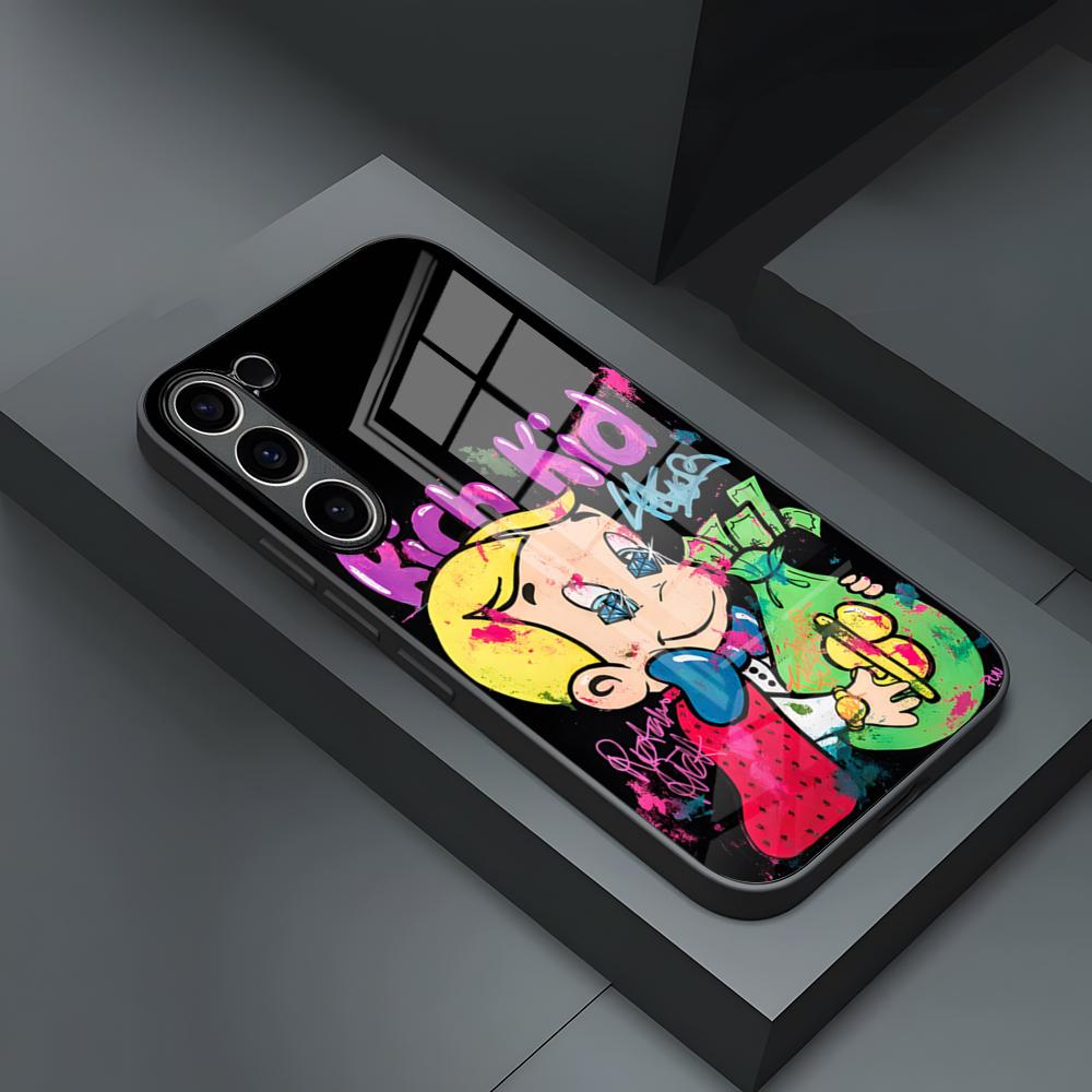 

Cartoon Richie Rich Phone Case For S24 Ultra Samsung S23 Fe S22 S20 S21 Plus Galaxy A54 A34 A24 A53 Note 20 Glass Cover Samsung s21ultra