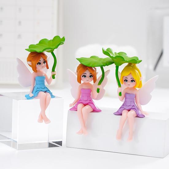 Miniature di Fate Ragazze Fatate Ornamenti con Foglia di Loto per Fioriera Giardino Fatato Paesaggi Muschiosi Scrivania di Casa Scaffale Decorazione per Auto