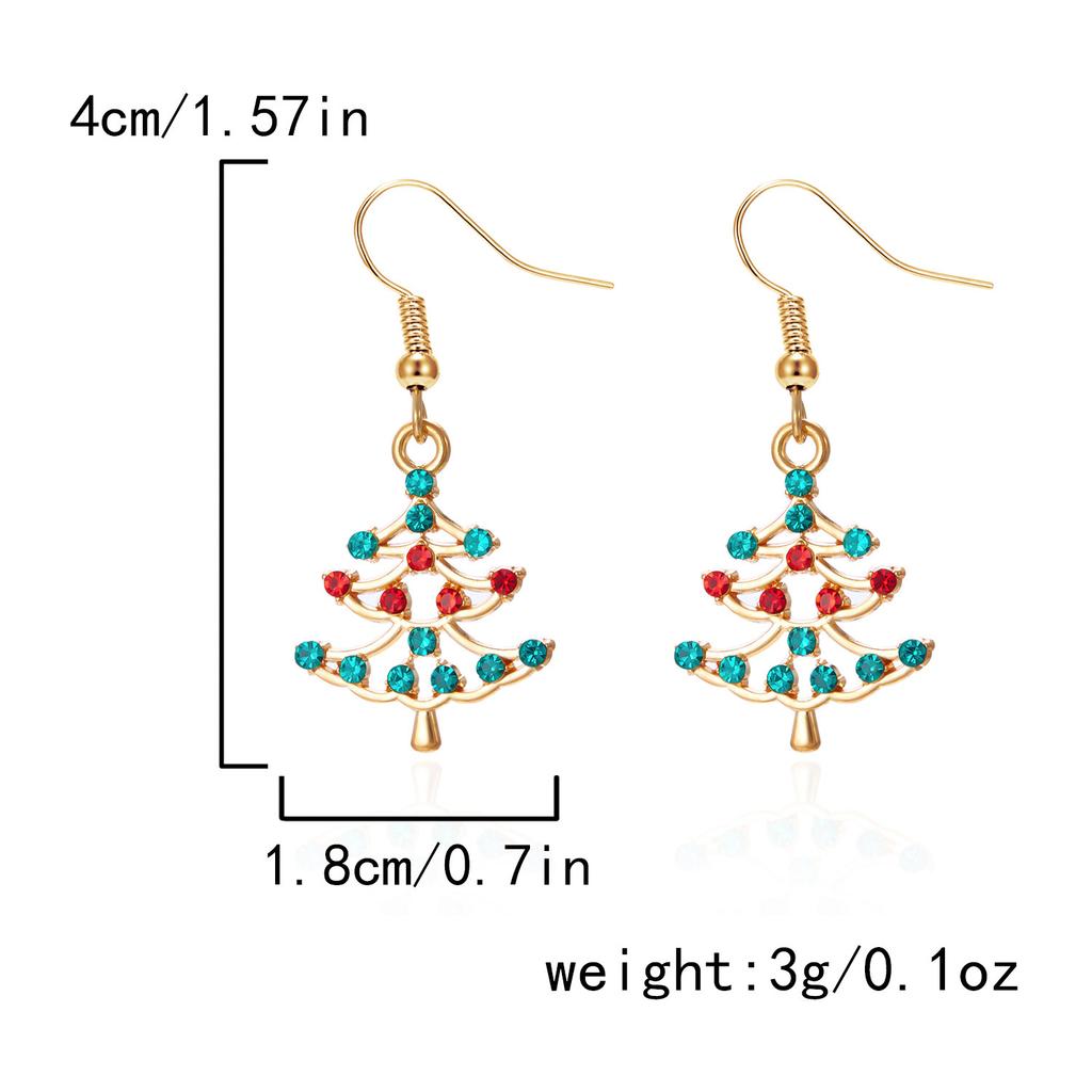 1 Pair of Christmas Earrings Christmas Tree Stud Fashion Pendant Earrings, Women's Sweet Santa Claus Bell Tassel Chain Unique Cute Exquisite Earrings