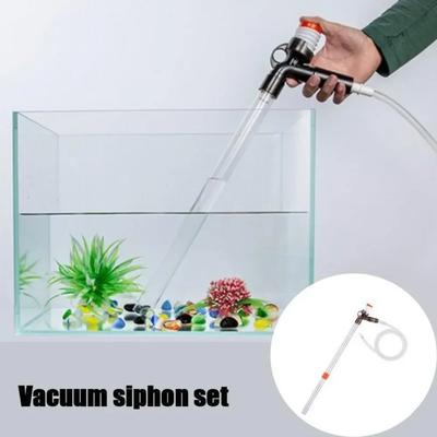 Verstellbarer Wasserfluss Sandreiniger Druck-Siphonpumpe Aquarium Kiesreiniger mit Glasschaber Aquarienwasserwechsler-Set