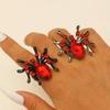 Gothic Red Crystal Spider Ring Neutral Exquisite Luxury Halloween Accessories Dark Style Zircon Inlaid Finger Ring Party Zircon