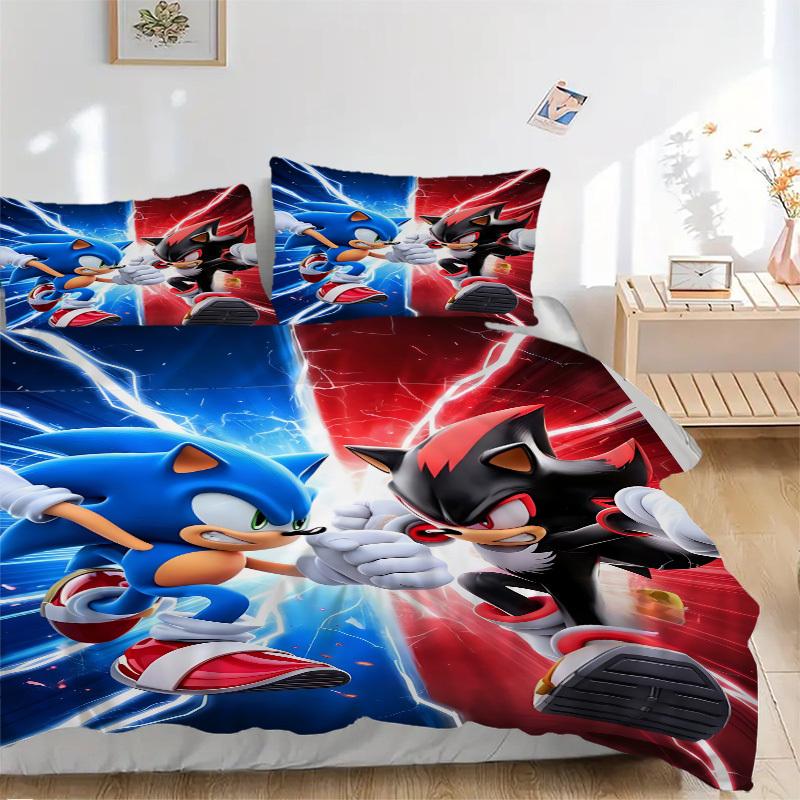 

3pcs Sonic Comforter Set - Four Seasons Home High,Machine Washable Bedspread with Pillowcases (No Filling) yy250909078 135x200cm