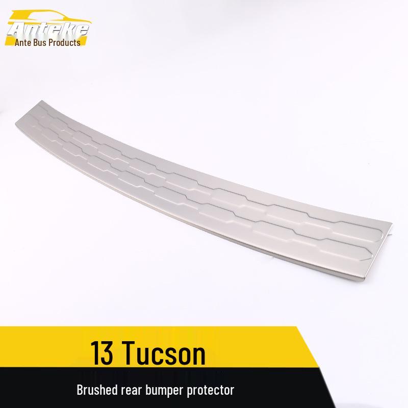 13 Tucson Brushed Rear Bumper Protector - Bright Trunk Tailgate Guard Pedal Modification