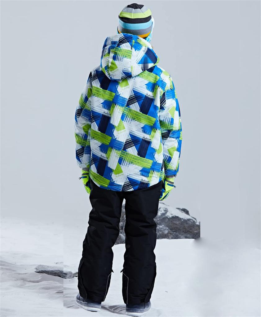 WOWULOVELY Snowboarding Apparel Set for Skiing and Sizes Jacket and Pants Waterproof and Warm for Snow Play Top and Bottom Size Kids' Boys,