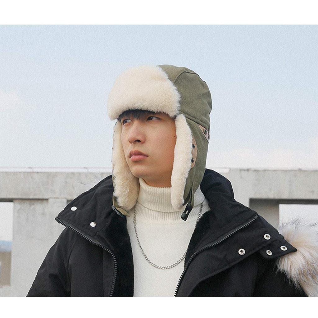 Croogo Pilot Russian Hat with Ear Outdoor Flight Aviator Hat Cap, Flaps, Winter, Skiing, Activities, Unisex, Cap, (G-PL06-Green)