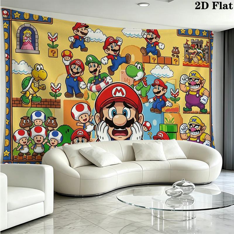Super Bros Wall Tapestry Aesthetic Wall Hanging Printed Fabric Blanket Decorative Tapestries for Bedroom Living Room Home Decor