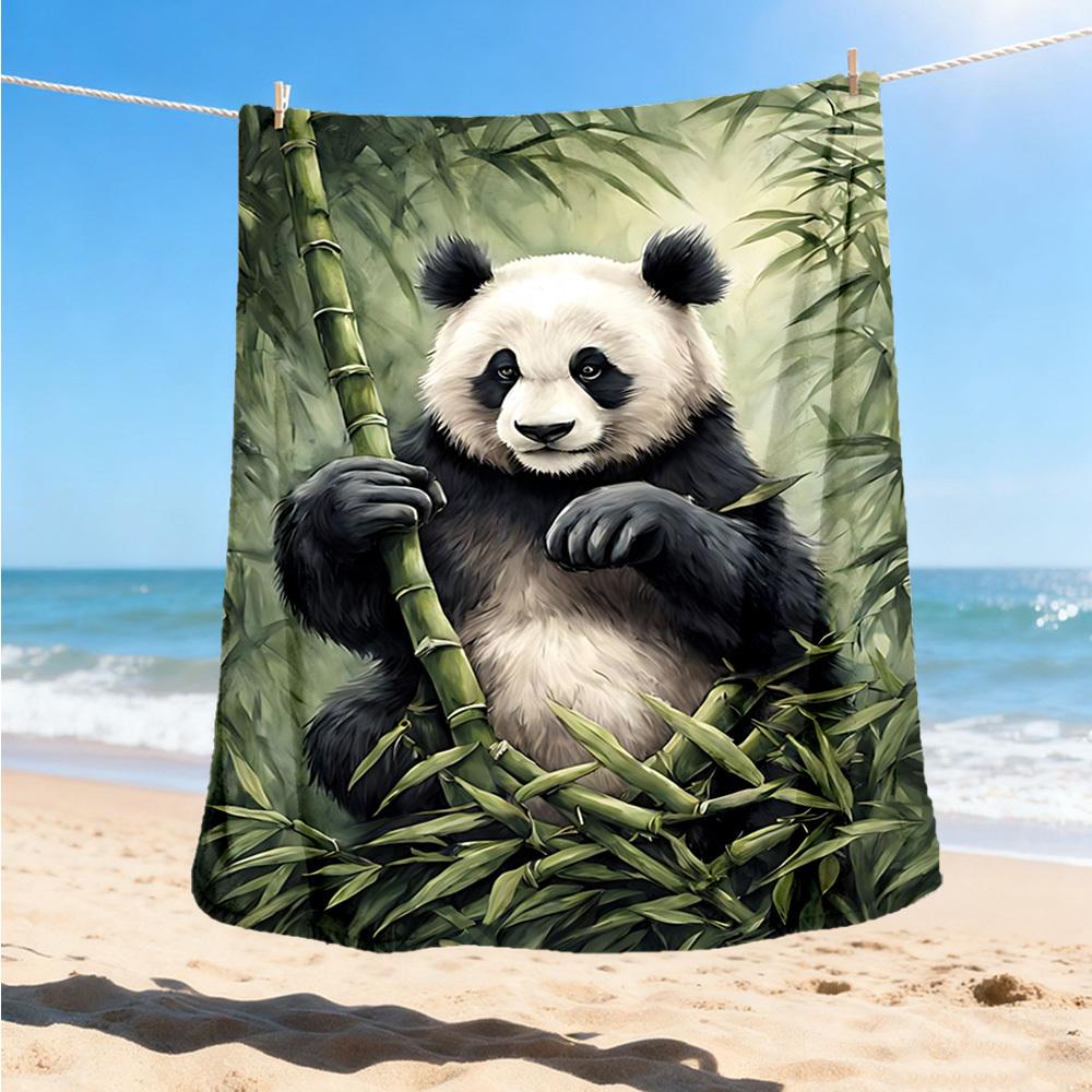 

1pc Panda Bamboo Outdoor Blanket - Soft Flannel Cozy for Travel & Camping - All-Season Warm Bed Cover, Machine Washable yy251229105 75x90cm
