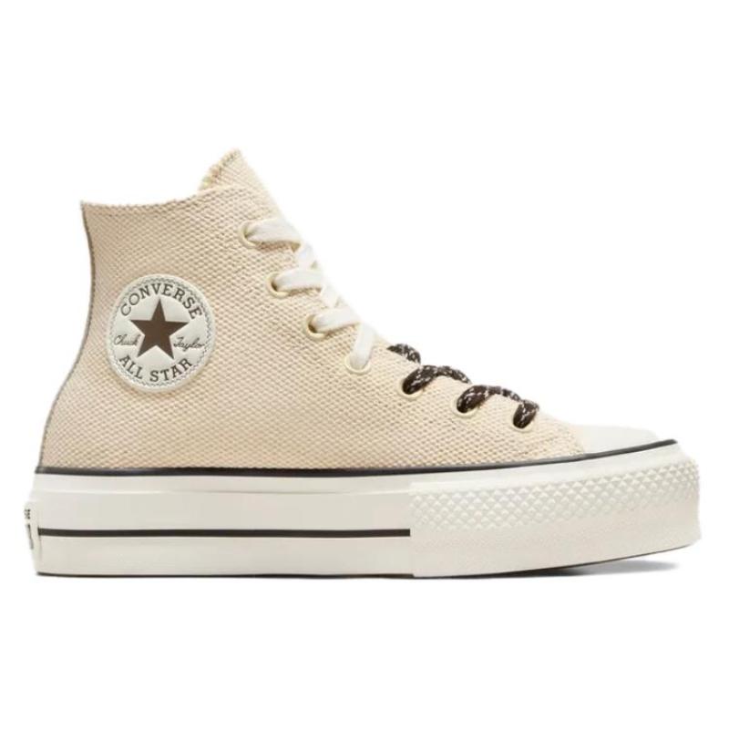 Converse All Star Lift Everyday Versatile Non-Slip Abrasion Wrap High Top Espadrilles Women's Beige