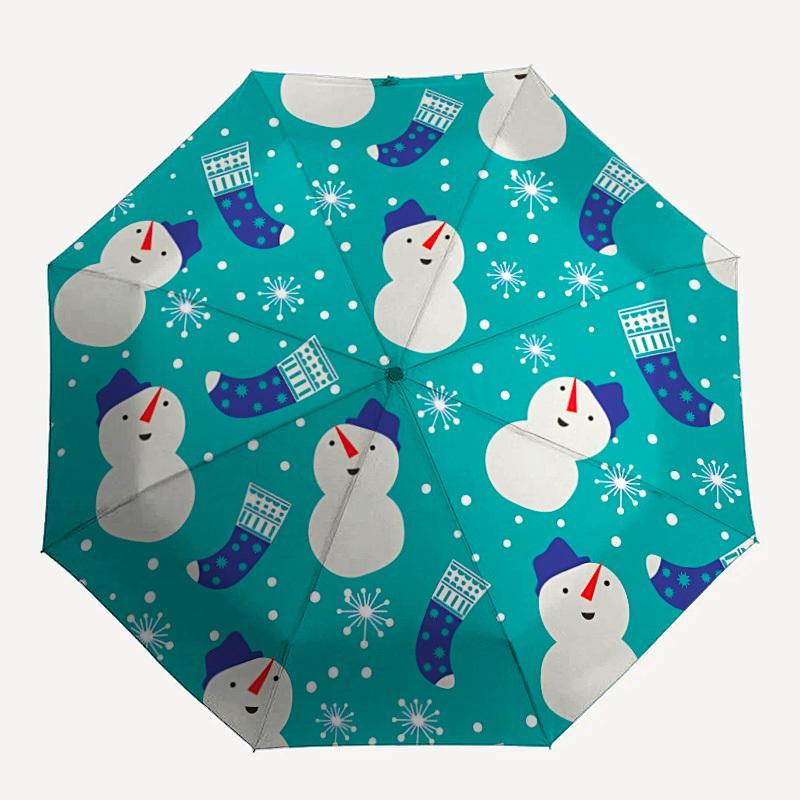 

1pc Snowman Pattern Automatic Opening/closing Umbrella with Auto Open/Close, Windproof, Foldable Sunshade yy250811154