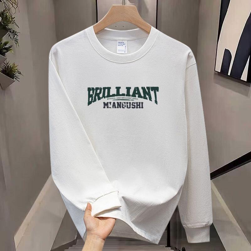 American Cotton T-Shirt Men'S Business Long-Sleeved Fashion Trend Top Autumn And Winter Men'S And Women'S Crew Neck Sweater