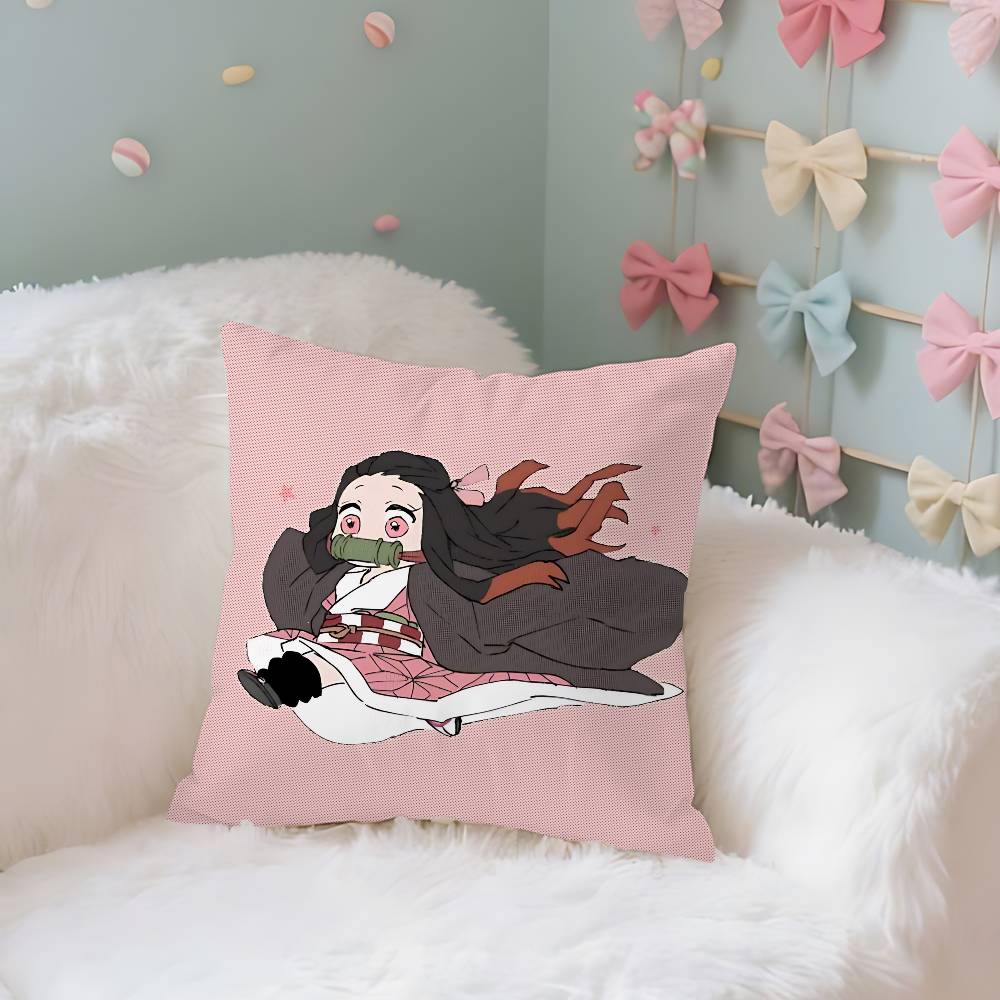 NNezukos KKamados Case Plush Fabric Soft Pillowcase Double Sided Print Cushion Cover Household Gifts