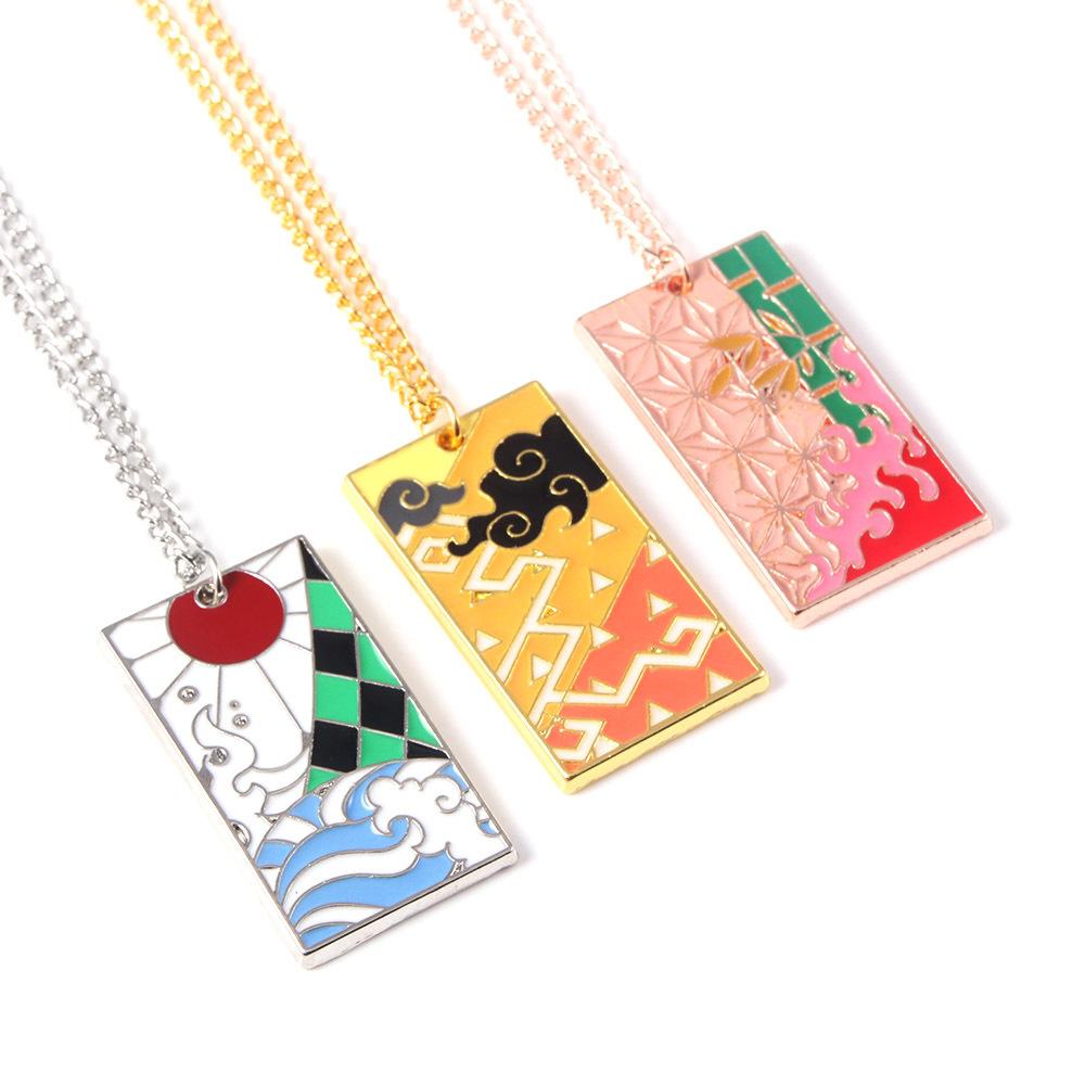 Demon Slayer Anime Pendant Necklace Tanjiro Hashira Metal Drip Oil Cartoon Accessory Cross Border Jewelry Supply