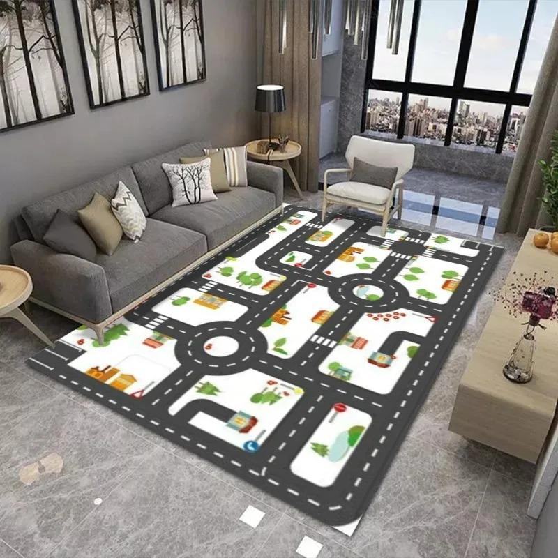 Children's Play Carpet Rail Large-area Carpet Suitable for Living Room and Kids Bedroom Mats Anti Slip Wear-resistant Soft Rug
