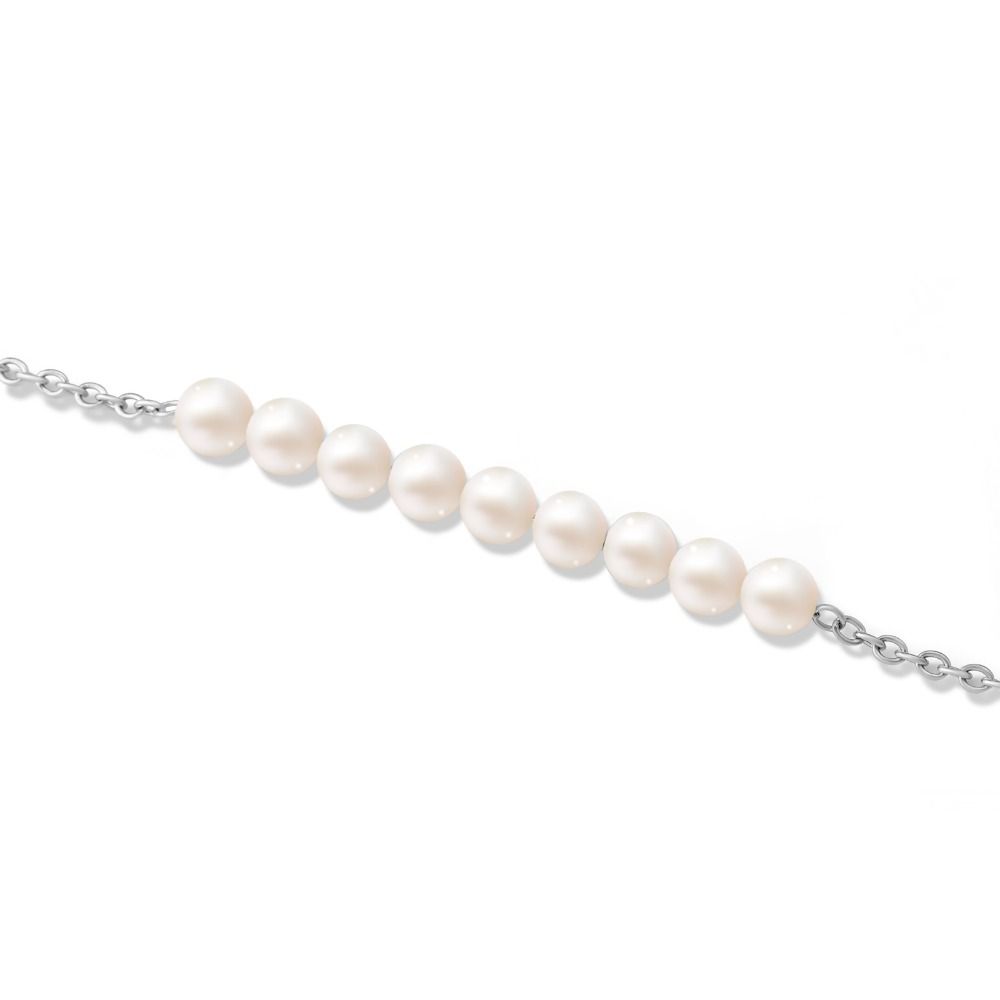 Steel Chain Pearl Bracelets Gold Color Beads Bracelets Dainty Simple Thin Pulseras  Party Wedding