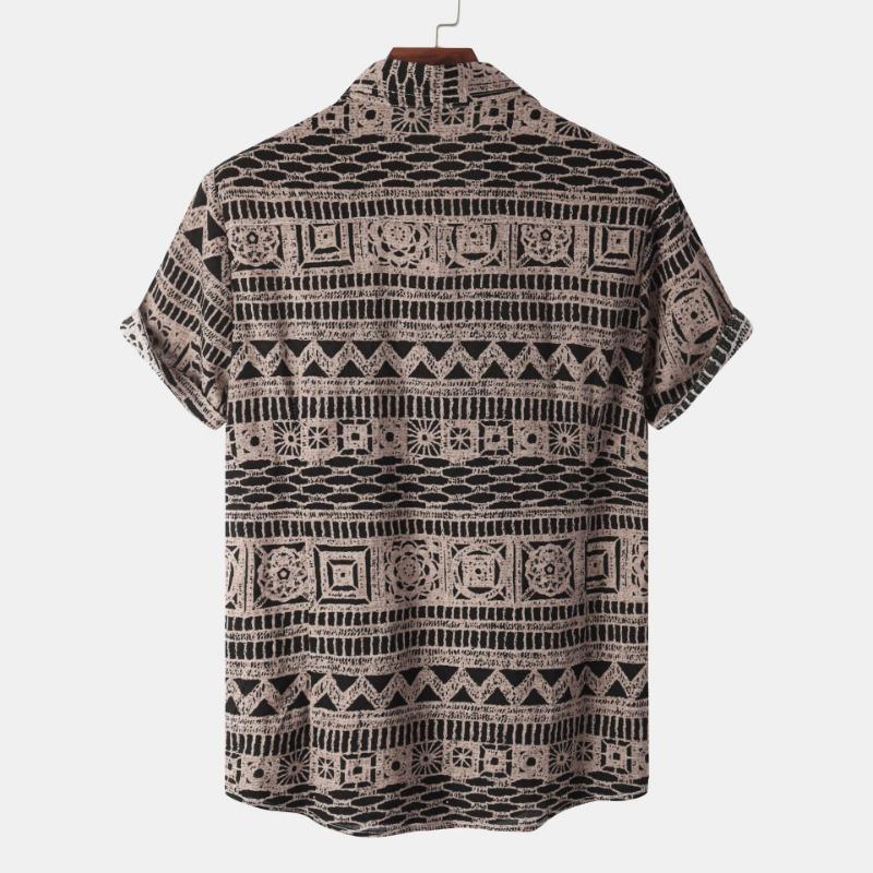 Summer New Ethnic Style Men's Floral Short Sleeve Casual Versatile Fashion Shirt