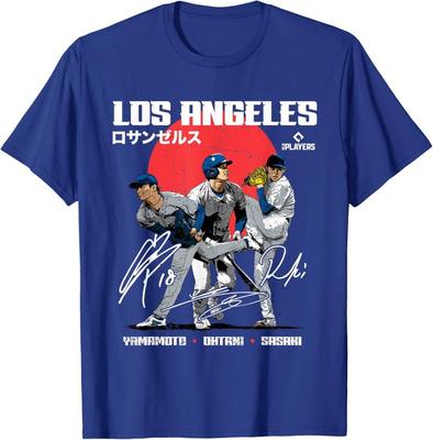 Yamamoto, Ohtani, Sasaki LA Hráči MLB MLBLATRIO201M Tričko