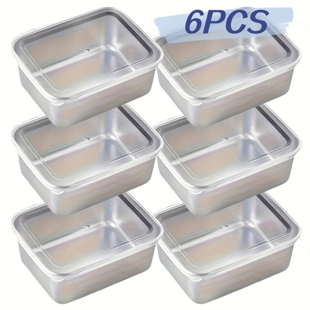 6Pcs Stainless Steel Food Containers, Kitchen Tools & Accessories, Kitchen Items Leakproof Stackable for Camping Picnic