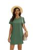 Women's Crew Neck Short Sleeve T Shirt Dress Solid Mini Dress with Pocket