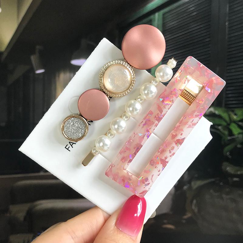 Fashion Hair Pins Side Clip Set Sweet Acrylic Waterdrop Hair Barrettes For Women Girls Korean Geometric Hair Accessories Jewelry