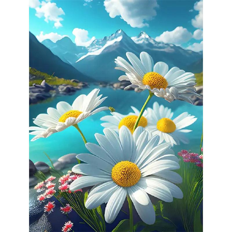 

Momoart DIY Алмазная вышивка Роза Картина Цветок ромашки Картина Стразы Мозаика Подсолнух Декор для дома Round 30x40cm