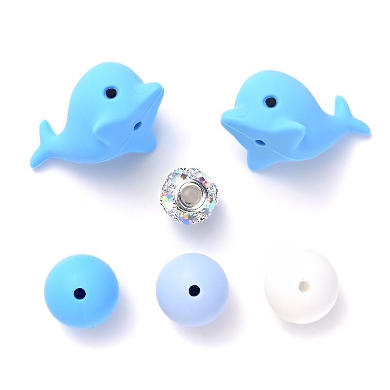 52Pcs/Set Silicone Round Beads Cartoon Animal Focal Combination Teether Beads For DIY Baby Pacifier Chain Bracelet Chewing Teeth