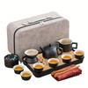 1set Ceramic Black Kung Fu Tea Set Portable Travel Tea Set Office And Living Room Tea Gift Box Set Household Tea Pot And Cup Tea Brewing Set Suitable