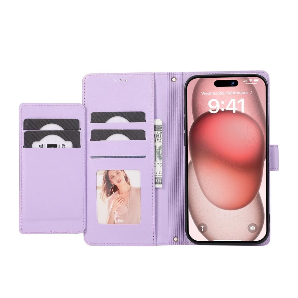 Samsung S24U Mirror for Foreign Trade, Multi-card Insert Card, Flip Cover Leather Case, iPhone15 Oblique Span Lanyard, Mobile Phone Case.