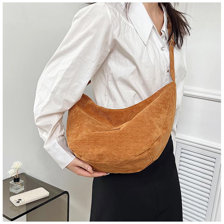 Urban Minimalist Corduroy Tote Bag With Zipper Closure For Daily Use
