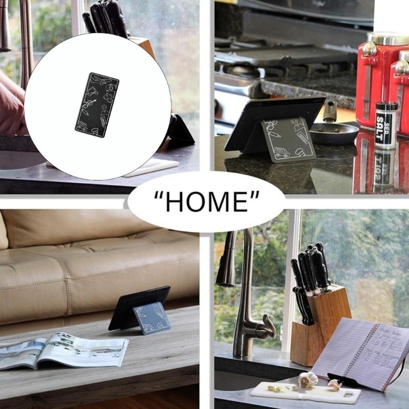 Portable Phone and Tablet Stand with Fold-Flat Design, Adjustable Desk Viewing Support in PU and Metal for Travel Use