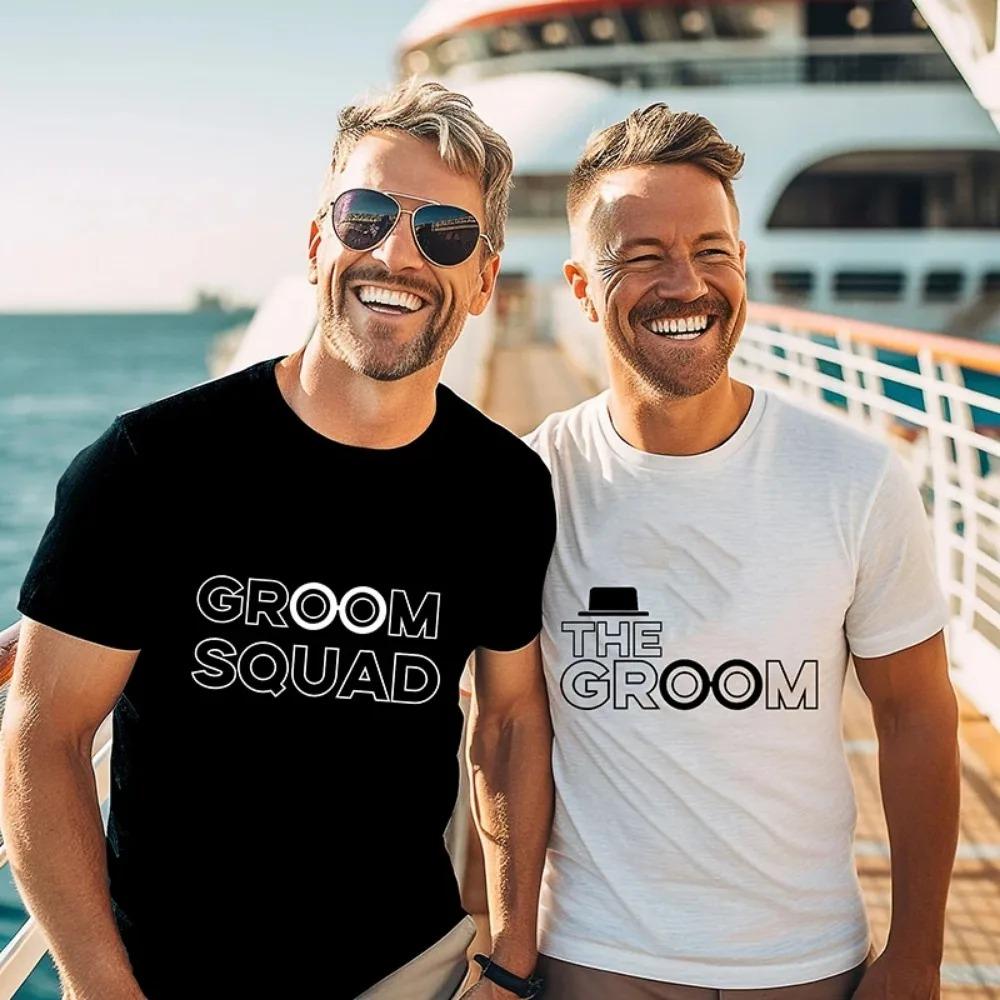 Team Groom Squad Best Man T Shirt Groomsman Tees Male Single Farewell Bachelor Evg Party Blouses Friends Engagement Wedding Tops