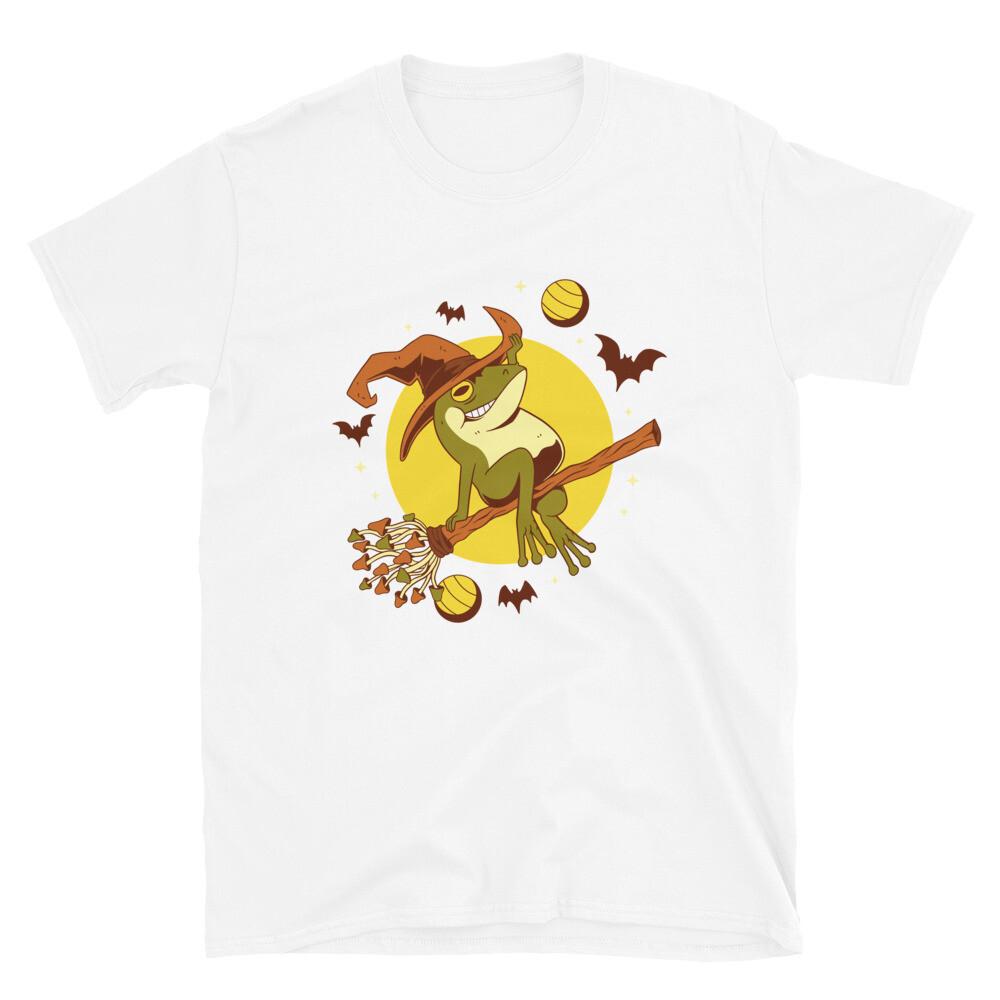 Halloween Frog Witch On A Broom T-Shirt S разноцветный