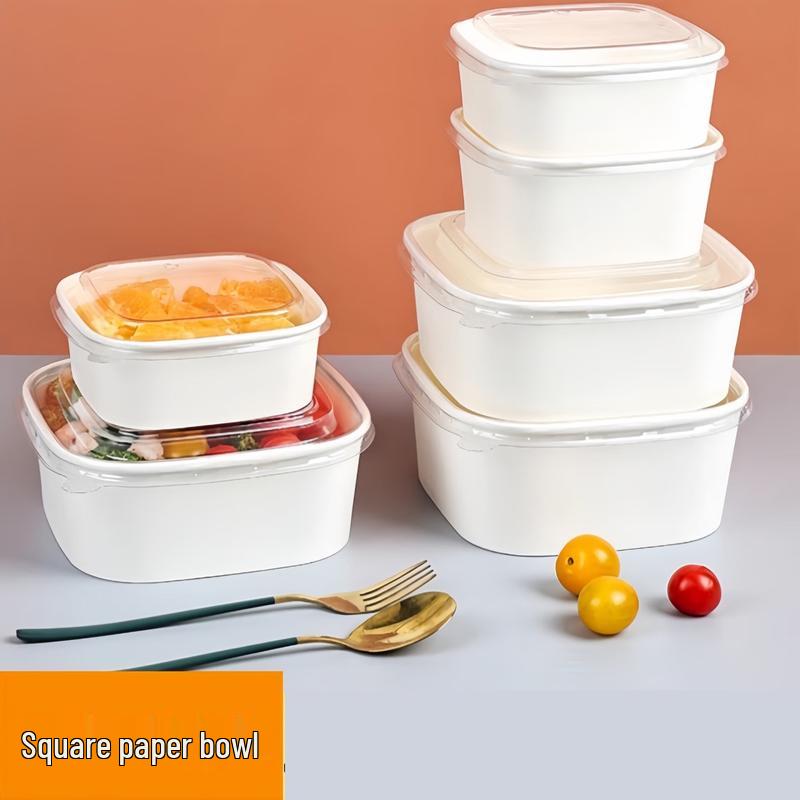 Disposable White Kraft Paper Square Food Container