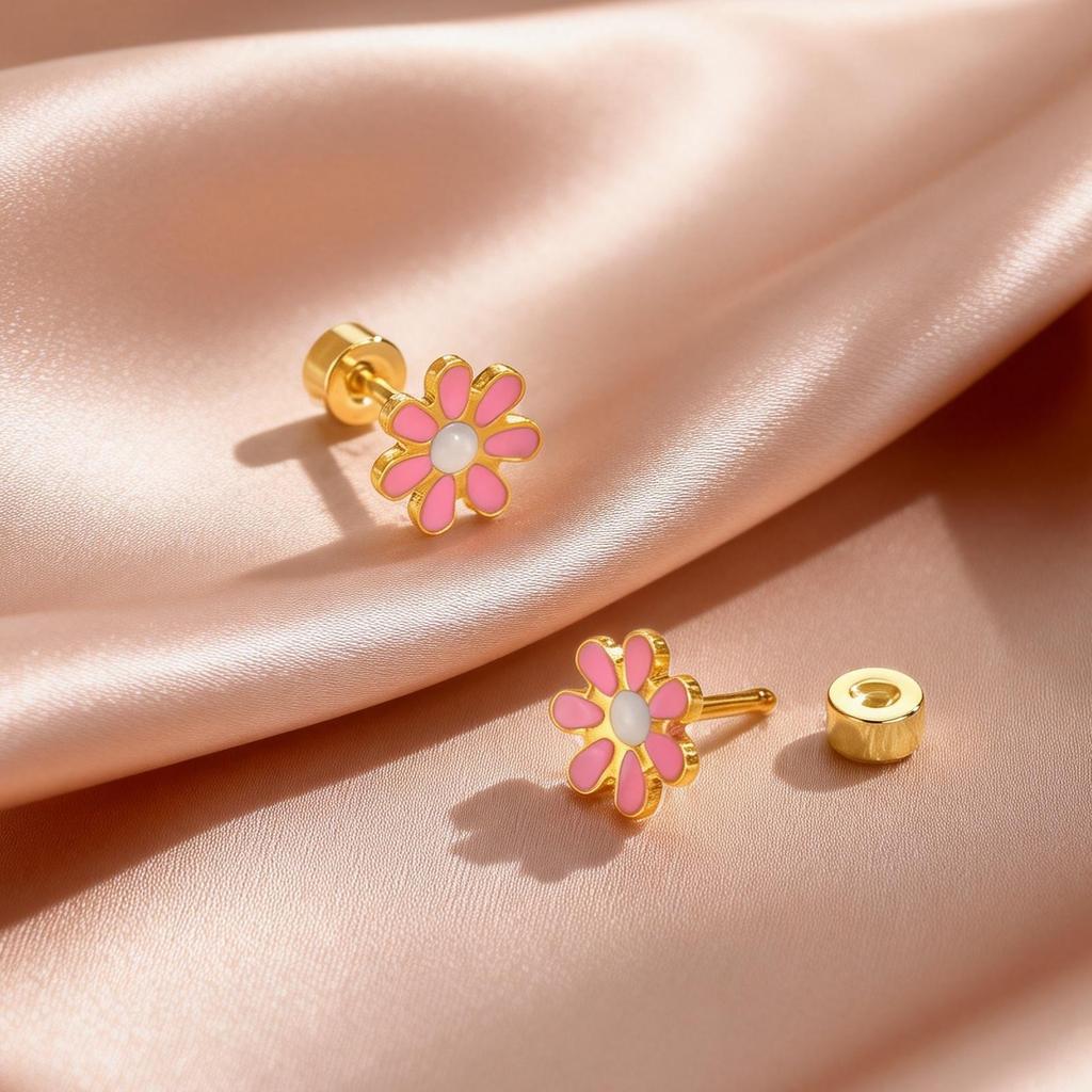 Colorful Flower Stud Earrings for Women Girls Stainless Steel Enamel Daisy Small Earrings Waterproof Trendy Jewelry Gifts