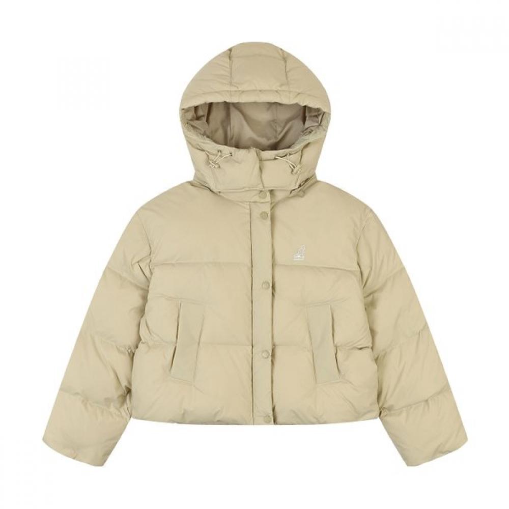 KANGOL Женский базовый пуховик с капюшоном бежевый 9574 M
