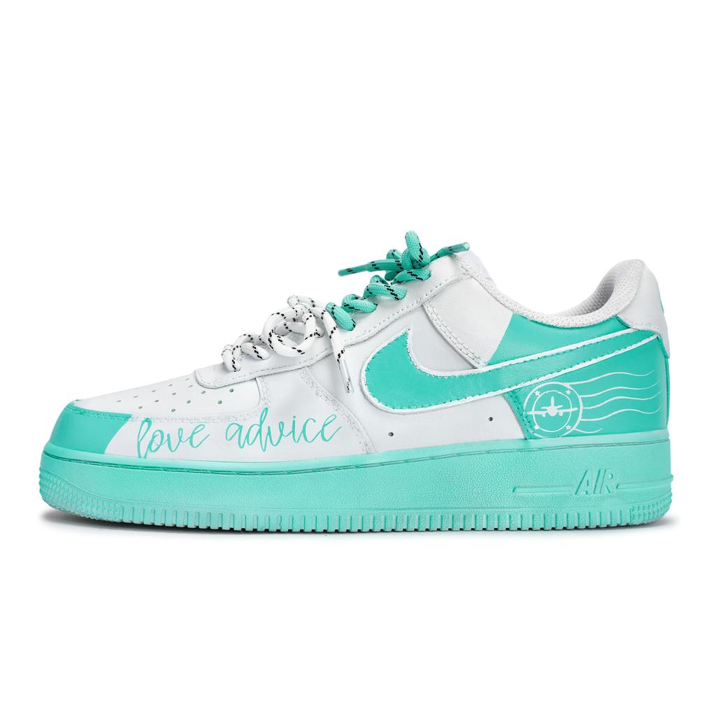 Nike Air Force 1 Rutschfeste Low-Top Skateboard-Schuhe Unisex Weiß Tiffany CW2288-111(Team80-SBOX)