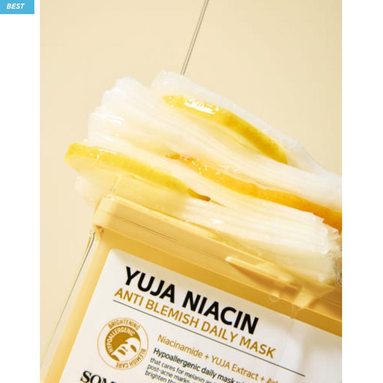 SOME BY MI Yuja Niacin Anti-Pickel Tägliche Maskenpackung | Aufhellend & gegen Pigmentflecken