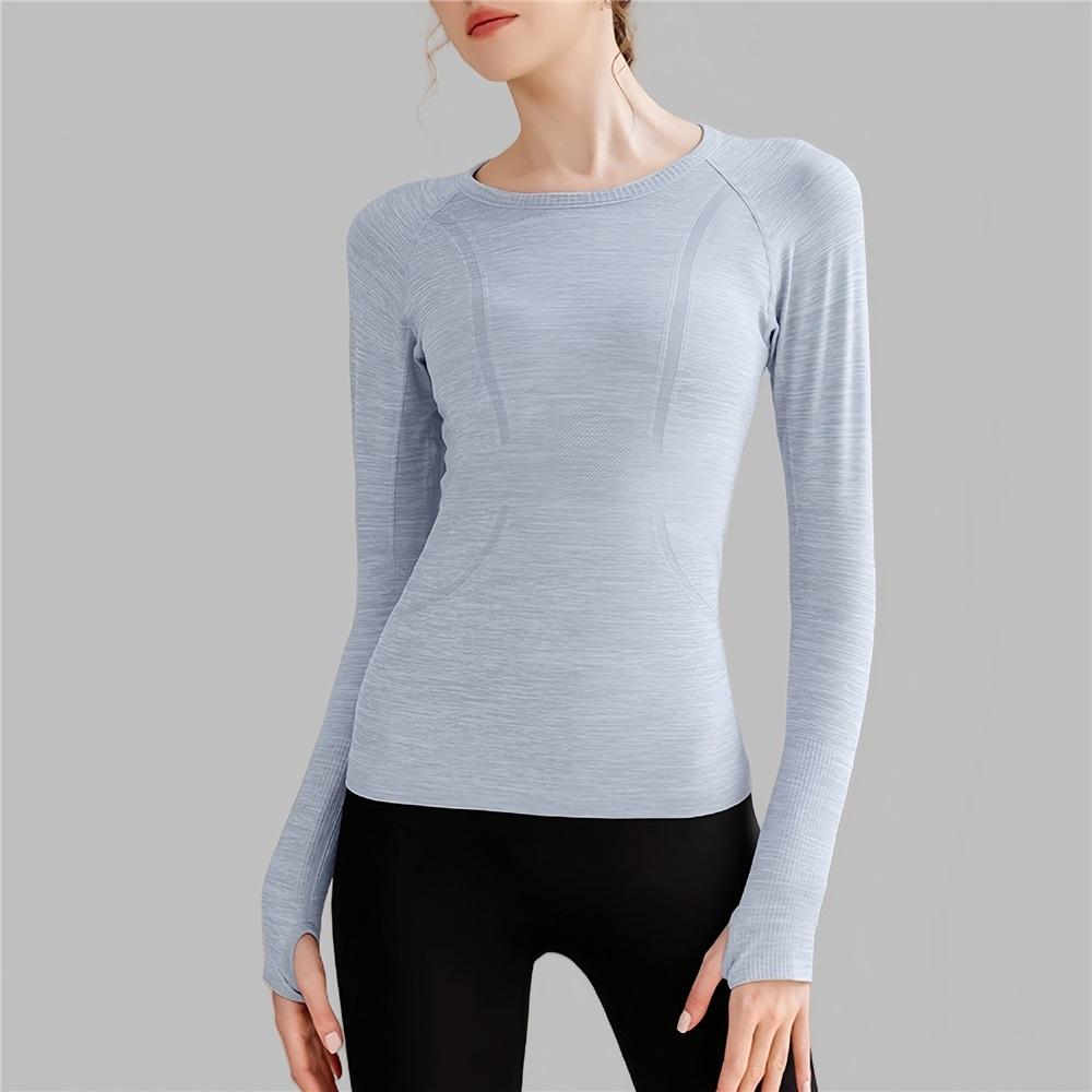 Sports Tops For Women In Autumn And Winter, Tight Fitting Round Neck Yoga Clothes, Professional Running, Pilates Training, Gym Clothes, Long Sleeves