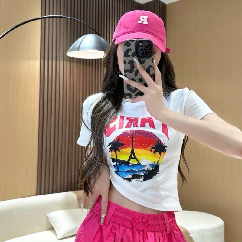 

Summer Fancy Silm Elegant Top T-shirt with Short Sleeves White L [recommend 50.00 kg-55.00 kg]]