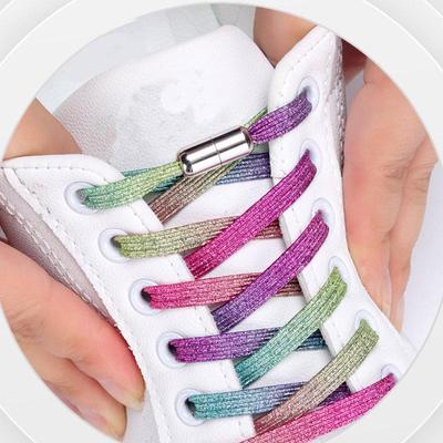 Bunte Schnürsenkel ohne Knoten Flache Schnürsenkel für Sneaker Elastische Schnürsenkel Ohne Knoten Kinder Erwachsene Schnellschnürsenkel für Schuhe Gummibänder