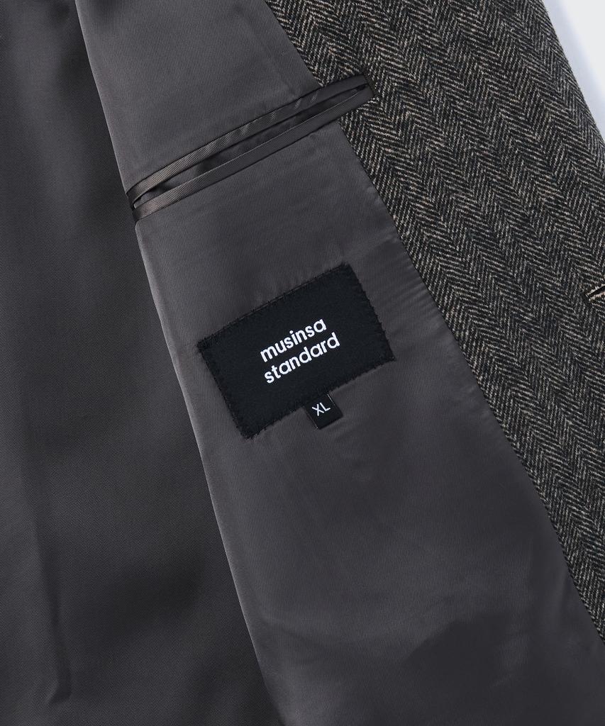 Musinsa Standard Wool Blend Herringbone Relaxed Blazer [Brown]