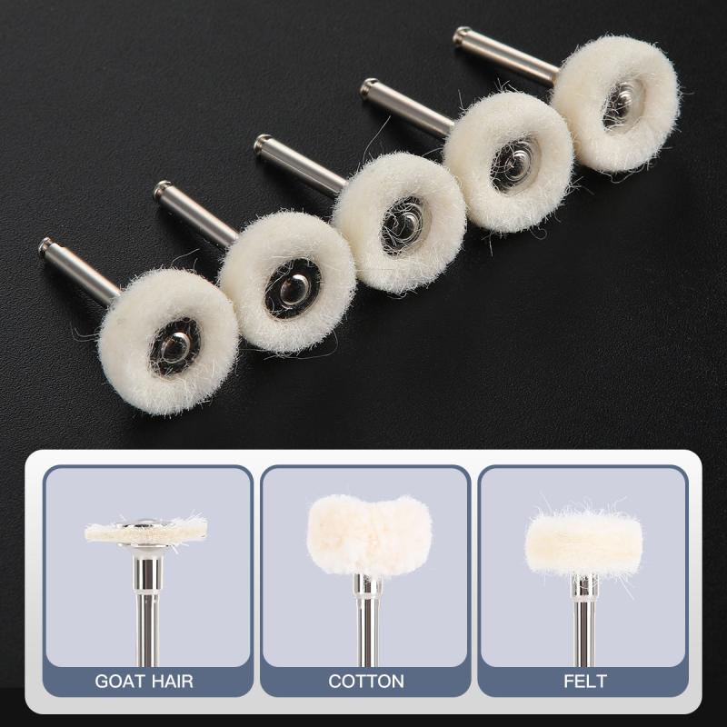 5 Pcs/Pack Dental Polishing Brush Wheel 2.35Mm Ra Polisher Felt Cotton White Goat Hair For Low Speed Handpiece Dentistry Tool