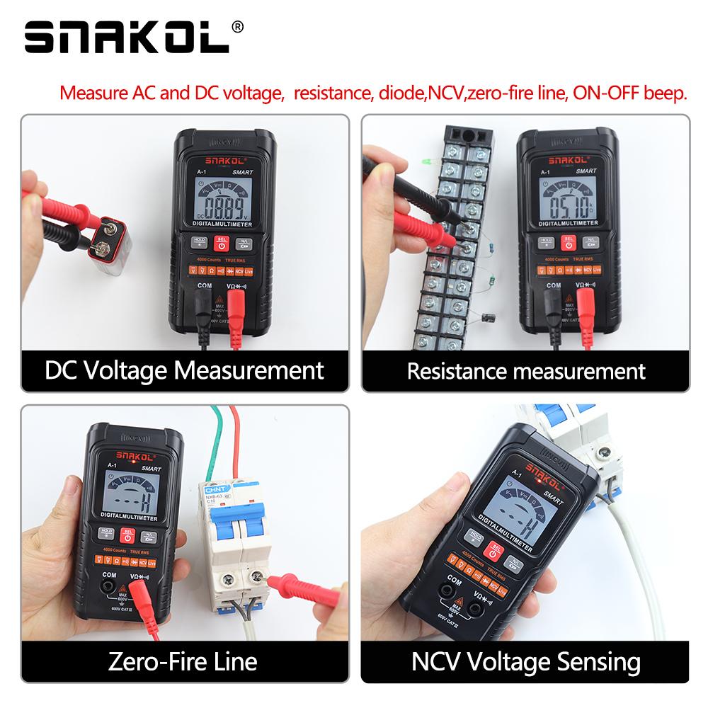 

SNAKOL Mini Digital Multimeter 600V AC/DC Voltage Auto Rang Multimeter Professional Voltmeter NCV Diode Tester Electrician Tools