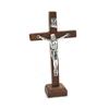 1Pc Wood Catholic Crosses Shelf Church Desktop Decoration Standing Crucifix Decors