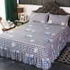 3 Pcs Classic Bed Skirt Princess Style Cotton Sheet Set Plain Bedspread for Bed Queen King Size Bed Cover with Pillowcases