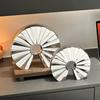 Ceramic Handicrafts Fan-shaped Ornaments Geometric Semi-circular Hollowed-out Sculpture Home Decoration Accessories